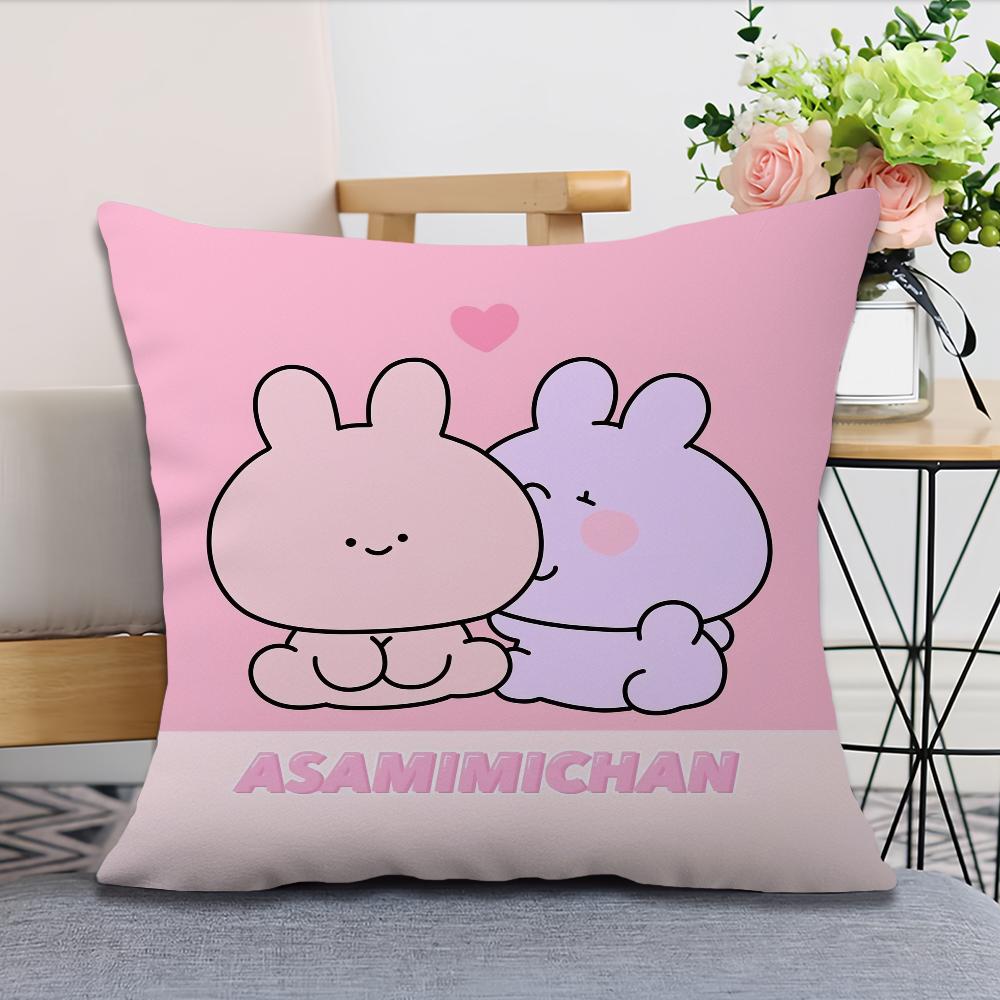 Cartoon A-Asamimichan Cute Bunny cushion For Bedroom Car Coffee Shop Room and Living Room Sofa Decorative Pillow Cover Case