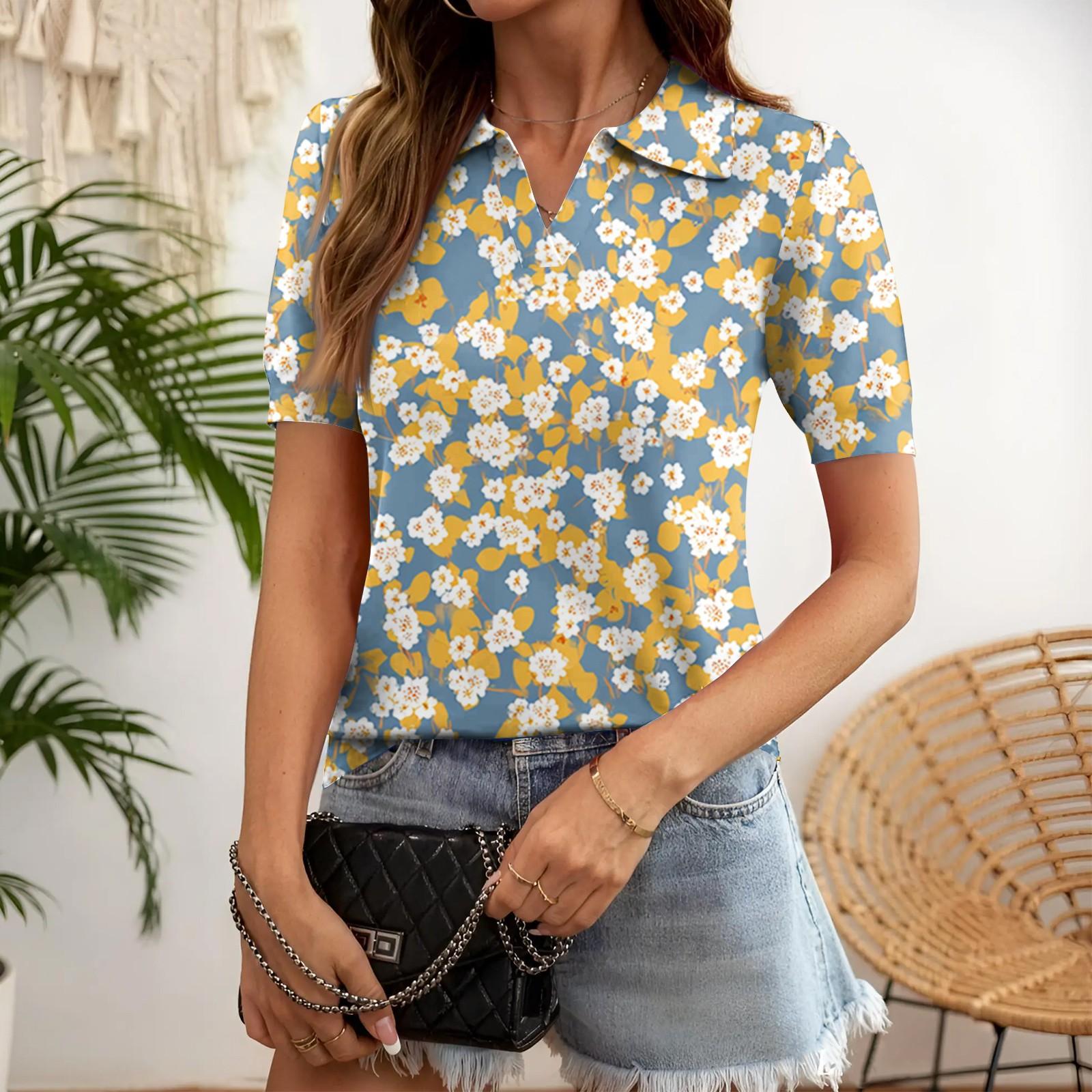 

Summer Tops for Women 2026 Trendy Dressy Casual Blouse Short Sleeve Knit Henley V Neck Shirt Tunic L жовтий