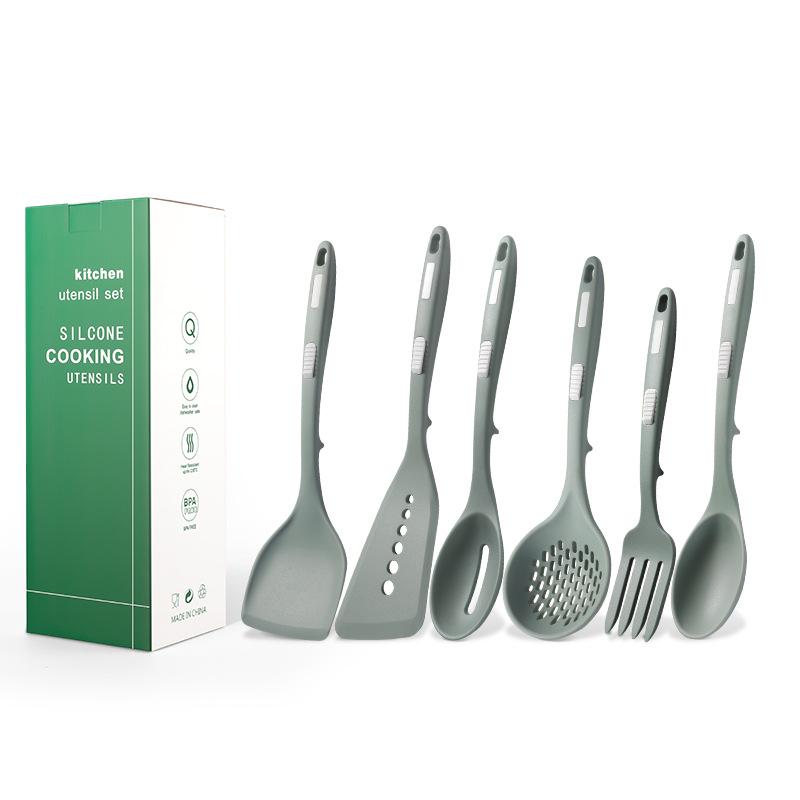 Set 6 Utensili da Cucina in Silicone Antiaderente Spatola Crema Burro Coltello Raschietto Pennello Olio Frusta Clip per Alimenti Utensili da Cucina