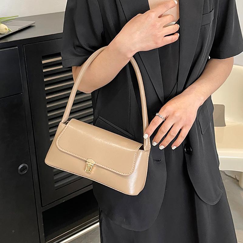 Women Retro Tote Bag Trendy Vintage Underarm Bag Portable Casual PU Leather Solid Color Simple Mountaineering Bag Christmas Gift