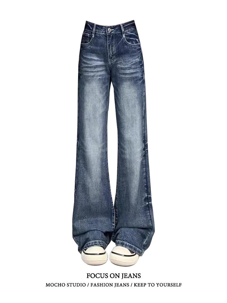 

Women s Retro High-Waisted Micro-Flare Jeans - Autumn/Winter Style, Loose Slimming Wide-Leg, Floor-Length 5XL [90-100 kg]