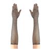 Long Rhinestone Fishnet Gloves for Women Sparkly Mesh Elbow Length Gloves for Rave Party Halloween Wedding Costume Accessories