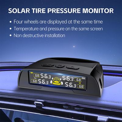 Car Solar TPMS Tire Pressure Monitoring System Universal Display Auto Accessories Multifunctional Tyre Temperature Monitor USB