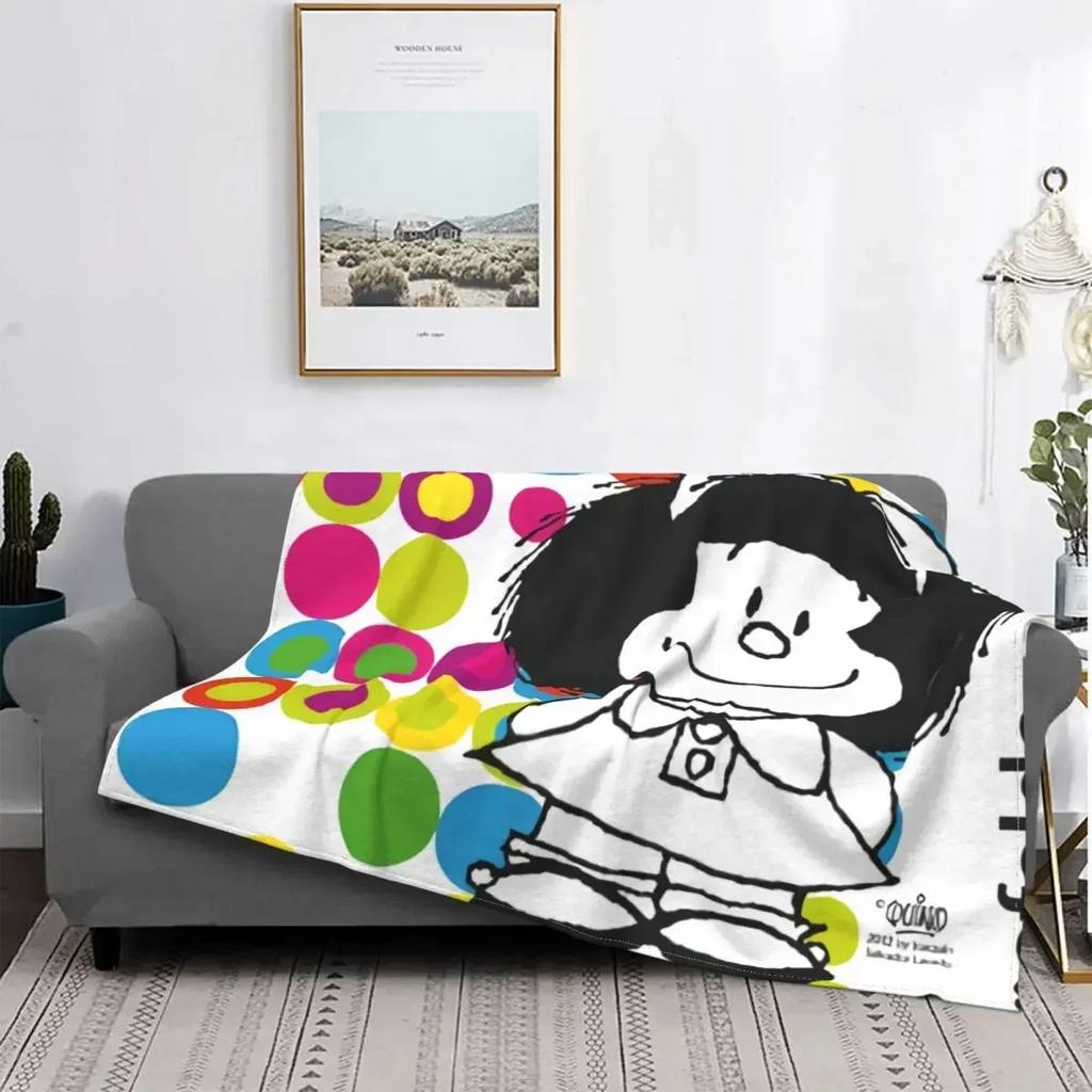 Coperta Mafalda Stampata 3D Morbido Pile di Flanella Calda Cartoni Animati Coperte Plaid per Casa Camera da Letto Divano Copriletti