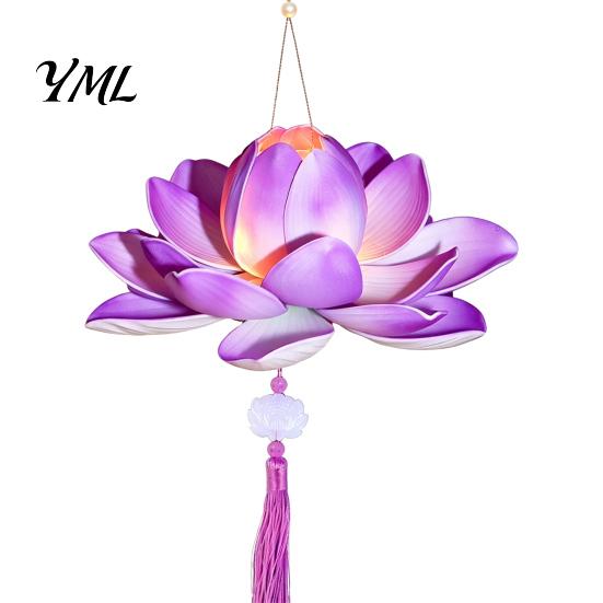 Eco Friendly Plastic Lanterns DIY Lotus Lantern Craft Kit, Handmade Flower Paper with LED Indoor Creative Activities Light, Vintage Decorative