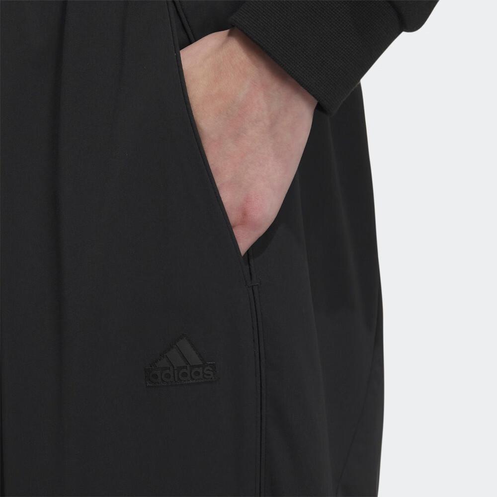 Adidas Pure Color Logo Drawstring Tapered Sport Pants Women Bottoms Black IP7079
