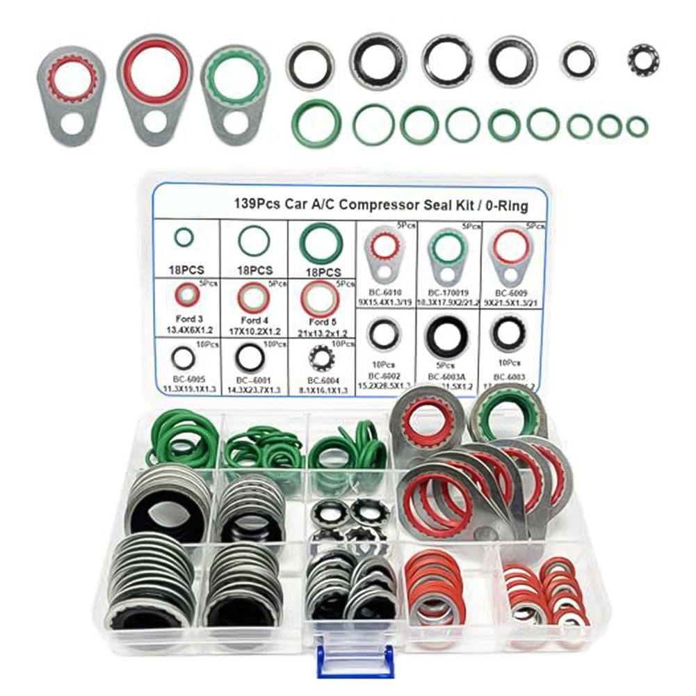 AC O Ring Kit A/C Seal Assortment Rubber Gasket Set