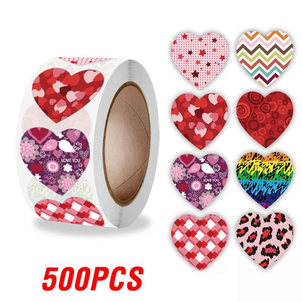 100-500pcs Heart Valentines Day Sticker Thank you Candy Bag Seal Sticker Scrapbooking Valentines Gift Box Label Decoration