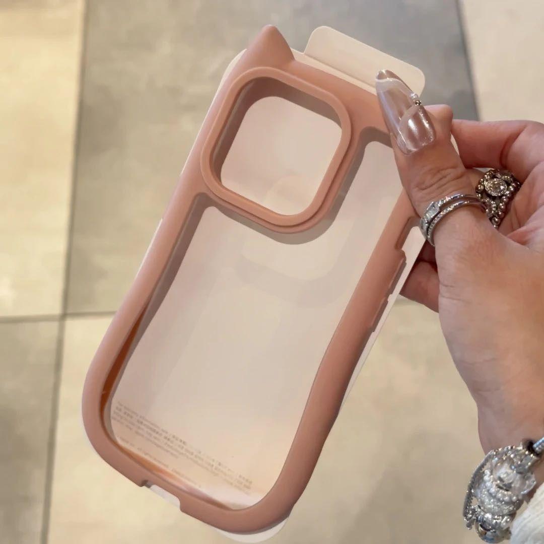 

Объемные кошачьи ушки для чехла мобильного телефона Xiaomi 15/14/13/12 Redmi K70/60/50 для женщин Note13 Прозрачный Xiaomi 15