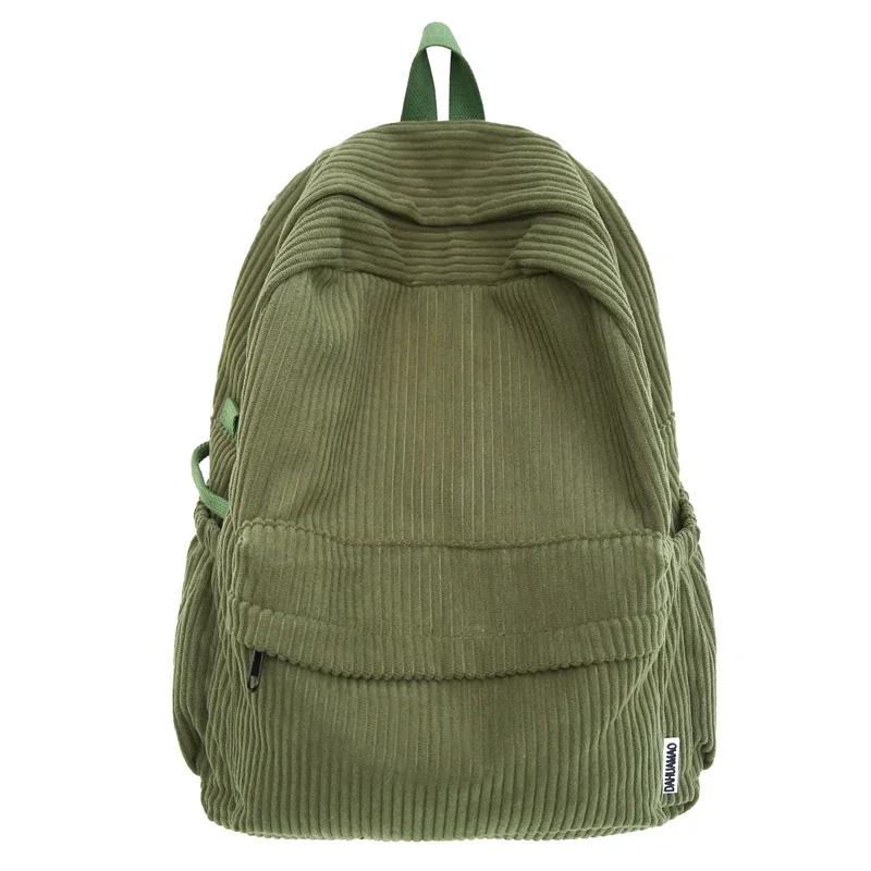 Solid Nyl Soft Sewing Thread Zipper School Bags Corduroy Casaul Softback Youth Backpack 2026 High Quality Large Capacity Bags