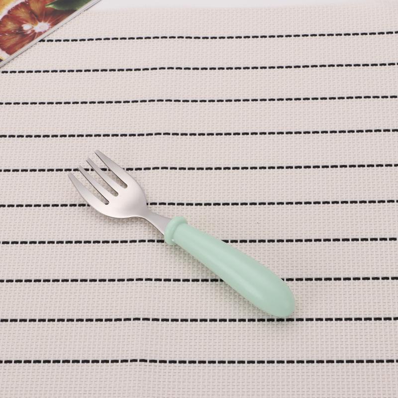 Cartoon Stainless Steel Children's Cutlery Set - Fork & Spoon with Round Handles, Gift for Mother & Baby, Birthday Gift