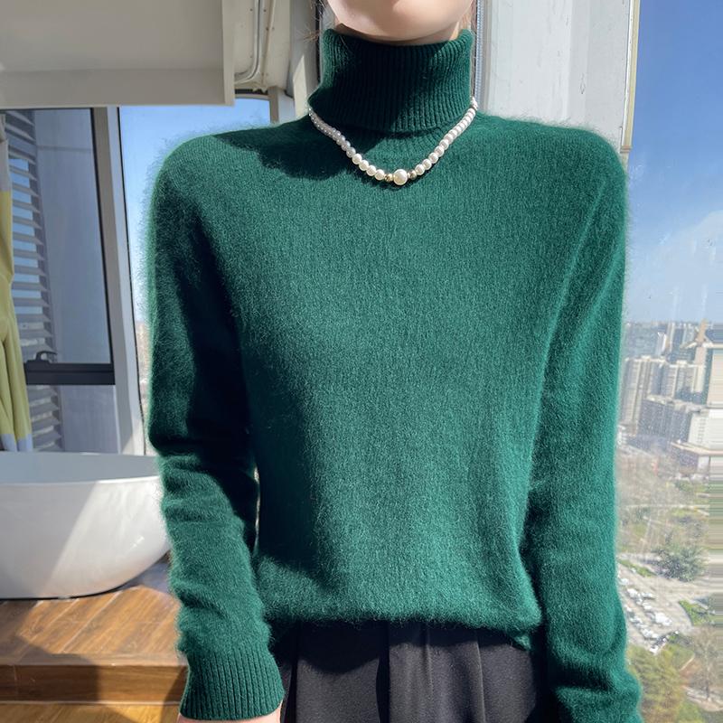 Damen Kaschmirpullover Qinghe Kaschmir 30% Kaschmir 30% Nerz 30% Wolle 10% Nylon Dicker Kaschmirpullover für Damen im Herbst und Winter, weich und warm