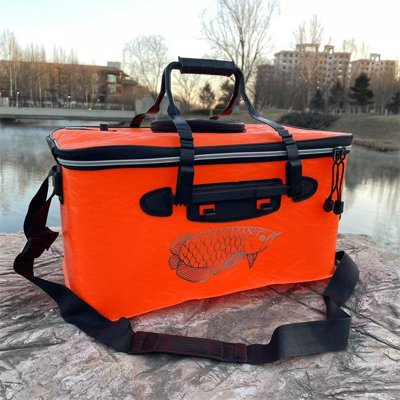 

1 шт. Портативное водонепроницаемое многоцелевое рыболовное ведро из ЭВА, складное ведро для рыбы, контейнер для живой рыбы для кемпинга и охоты 40cm-25cm-21cm оранжевый