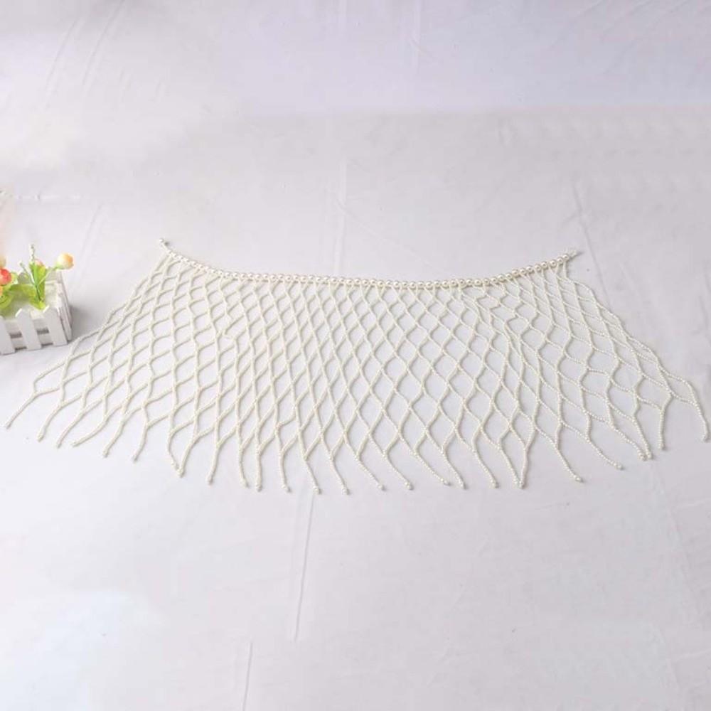 French Style Pearl Waist Chain Handmade Beaded Belt Luxury Pearls Tassel Shawl  Summer Beach