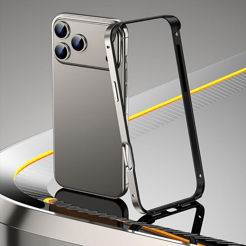 Luxury Alloy Metal Bumper Phone Case For iPhone 17 Air 17 Pro Max 17 Pro Silicone Lining Corner Pads Anti Collision Frame