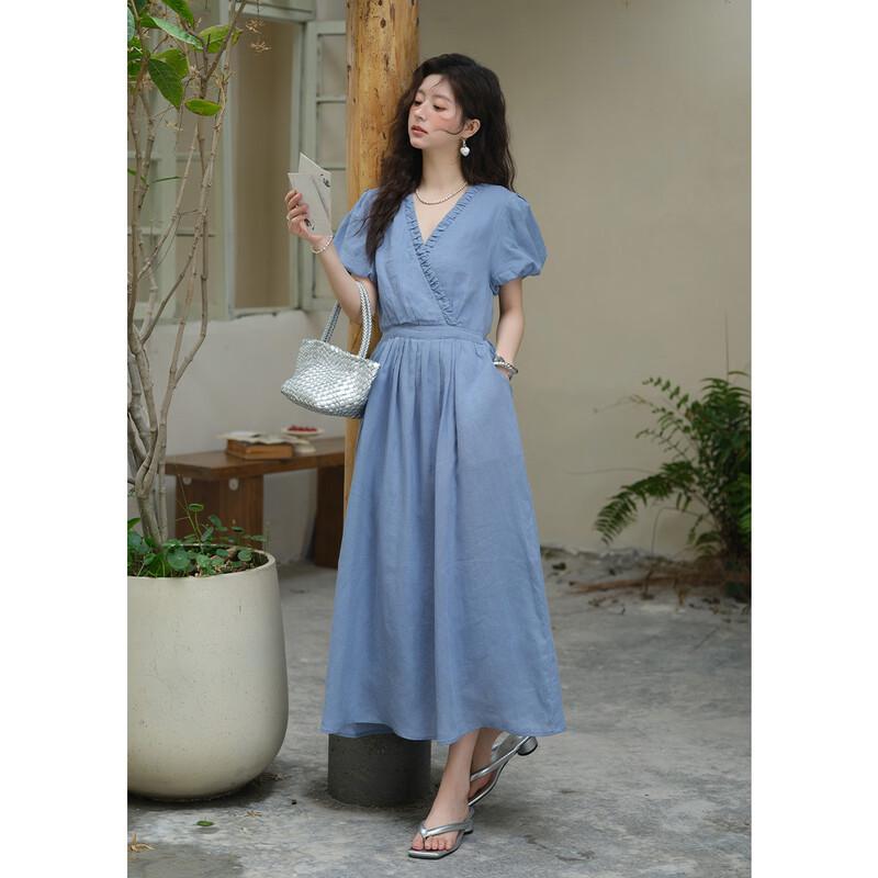 Women's V-Neck Mid-Length Dress
