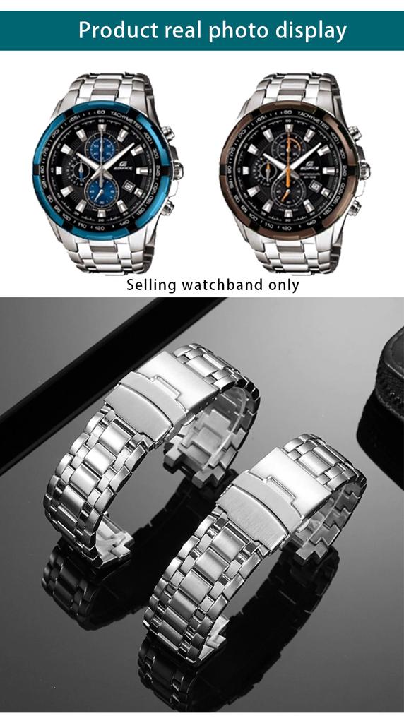 Dla Casio Edifice seria metalowa EF-539 Stalowa Bransoleta 5118 Stal Nierdzewna Biznesowa Bransoleta Zegarka Męska Wklęsło-Wypukły Interfejs Pasek Zegarka