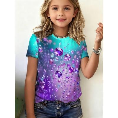 Kinder Niedliche Wassertropfen 3D-Druck T-Shirts Mädchen Party Mode Weiche Bequeme T-Shirts Kinder Top