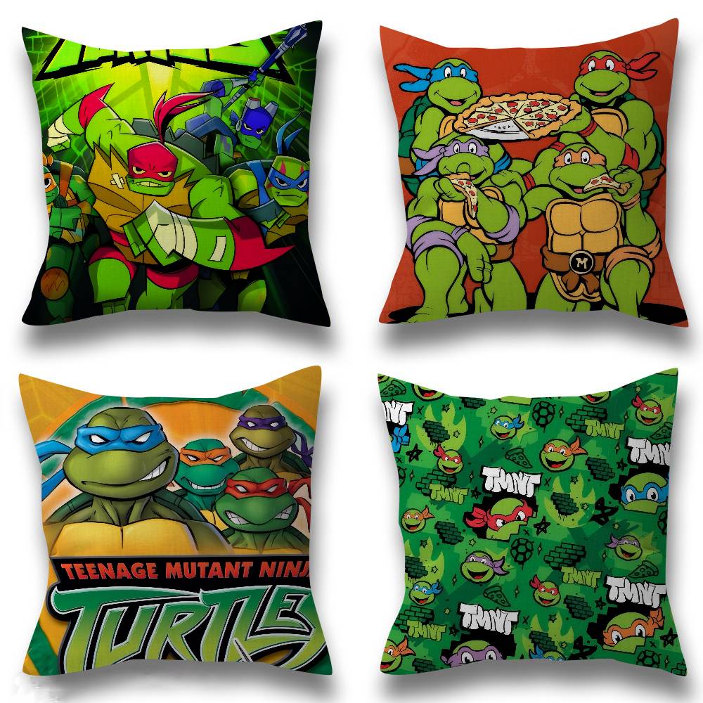 NNinja Movie TTurtles Pillow Covers Cartoon Sofa Decorative Home Doublesided Printing Short Plush Cute Cushion Cover