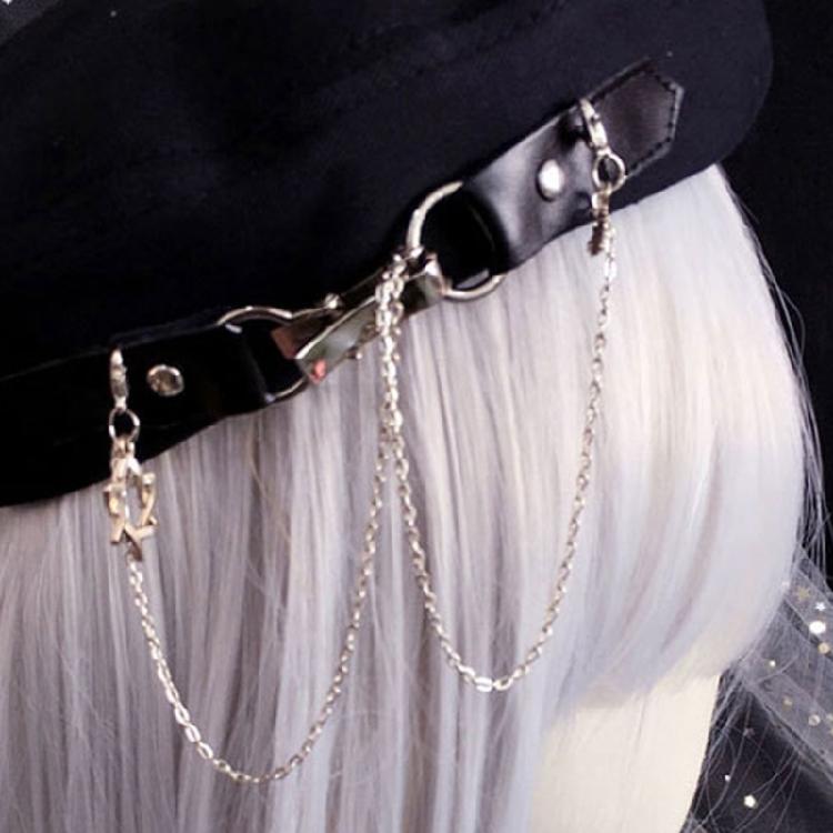 Beret with Metal Chain Painter Hat Cabbie Hat Grandpa Hat for Autumn Winter