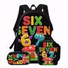 1/2/3/4/5PCS Numbered 6&7 Pattern Backpack Set | The Perfect Choice for School & Travel