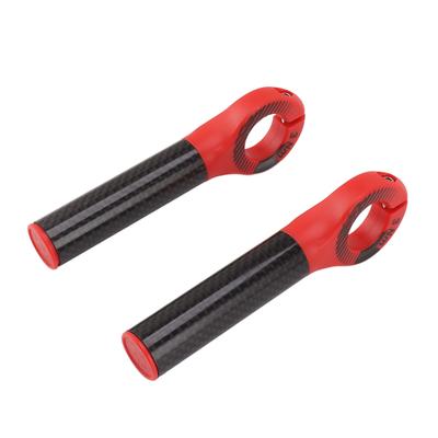 1 Pair Handlebar Ends with Covers Carbon Fiber Handle Grip Ends for 22.2mm Diameter Bar Mountain Bike Red