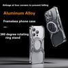 For iPhone 16 15 14 Pro Max Phone Case 360 Rotating Bracket Magnetic Rimless Metal Aluminum Alloy Shockproof Protection Cover