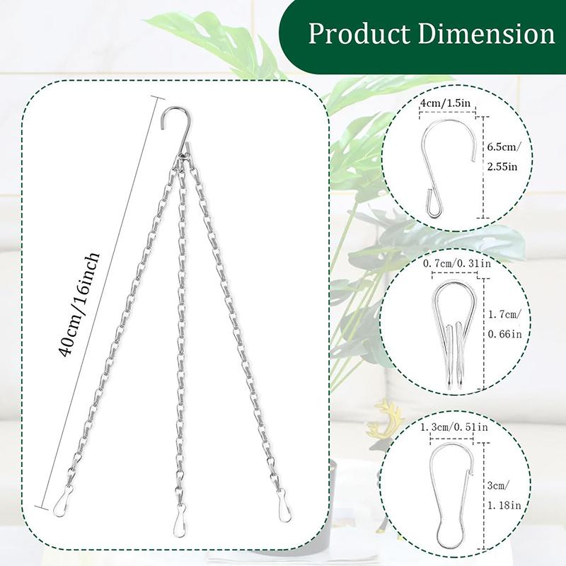 2 Pcs Hanging Basket Chains 3-Point Heavy Duty Metal Replacement Chain for Hanging Baskets Planters Bird Feeders Lanterns Plants