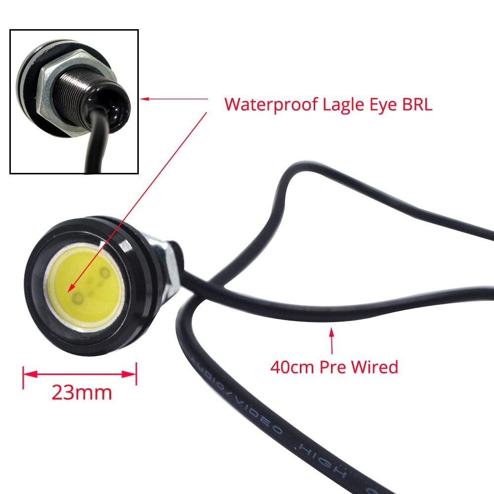 10X 23mm Eagle Led Eye Daytime Running Lights DRL Driving Backup Reversing Parking Signal Waterproof Lamps 9W DC 12V Black Shell