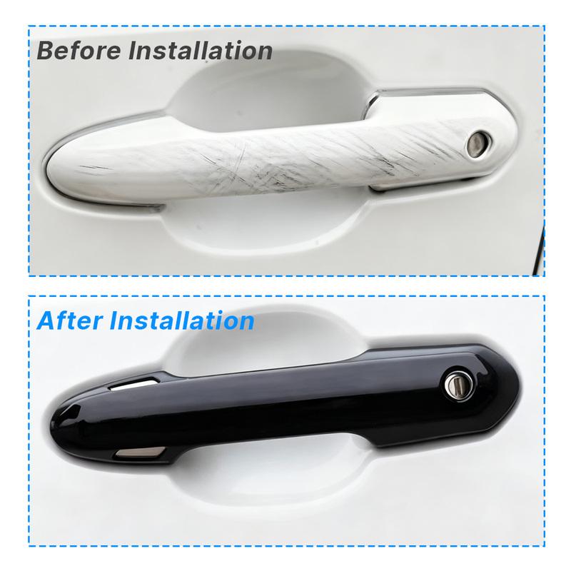 Glossy Black For Toyota Rav 4 - With (2 Smart Keyholes) Door Handle Decorative Shell Protector Cover Trim Accessories