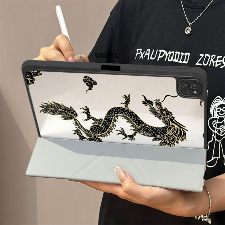 Housse Cool Dragon Support Étui Tablette Pour iPad Pro 2025 Mini 6 7 Air 4 5 M3 M2 1 2 M4 11pouces Pro 11ème 10ème 9ème 8ème 7ème 12.9pouces