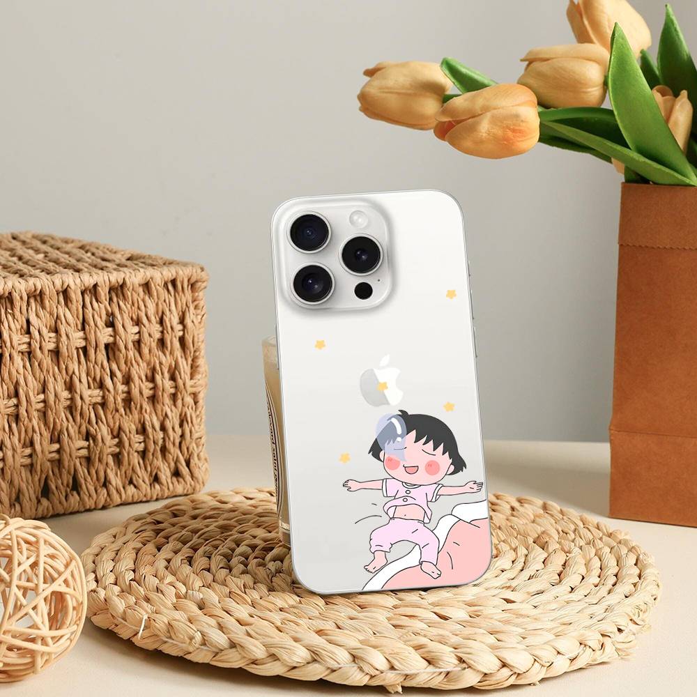 

C-Chibi Cute M-Maruko-chan-S Phone Case For IPhone 17 16 15 12 11 Pro Max 14 Plus 13 Mini Clear Cover Soft Funda iphone15