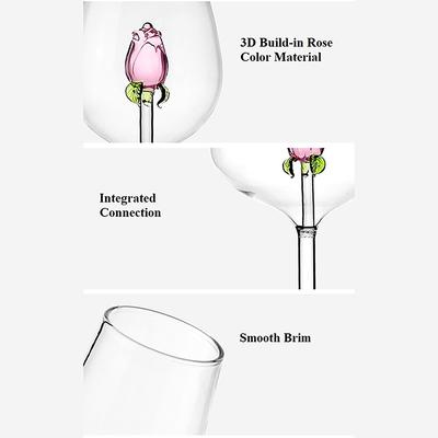 Creativo 3D Rosa Vetro Rosa Build-In Bicchieri da vino rosso bianco Tazza Bicchieri Calice Flute da champagne Per la casa Bel regalo di San Valentino