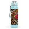 1 PZ Borraccia Sportiva in Plastica da 750 ml con Texture Animalier Floreale, Tappo Flip con Cannuccia Anti-Goccia per Sport, Ufficio, Uso Domestico