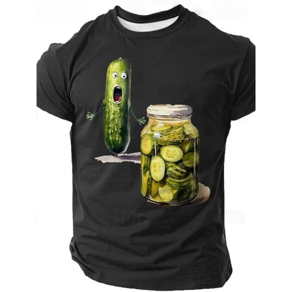 

Футболки з мультяшним візерунком огірків Літні дихаючі топи для вулиці Модні чоловічі футболки з круглим вирізом та коротким рукавом S