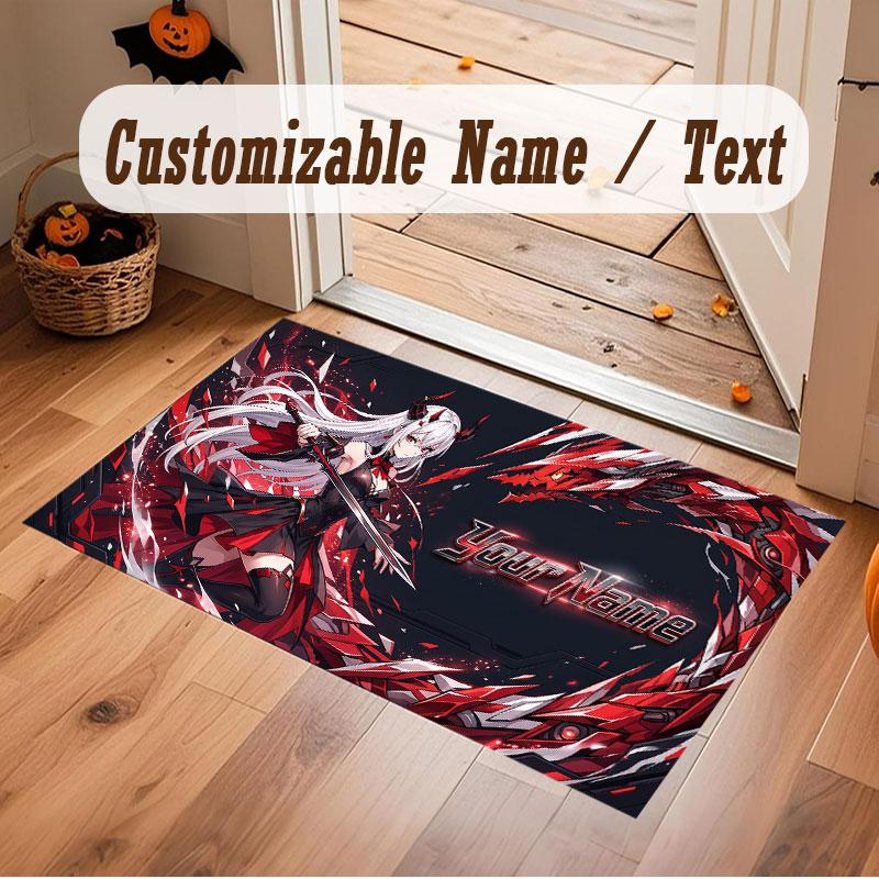 Dragon Theme Crystal Velvet Floor Rug Personalized Custom Name Text Warm Carpet Home Decoration