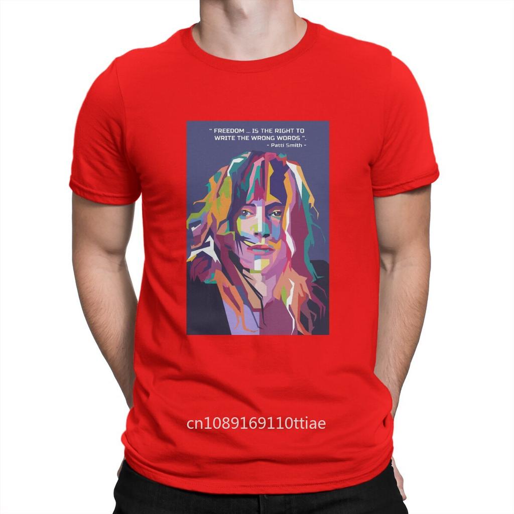 Patti Smith Creative TShirt for Men Best Quotes From Patti Smith In Wpap Round Neck Basic T Shirt Distinctive Gift Clothes Tops