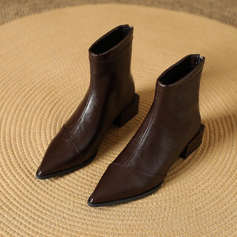 Autumn Winter Thick Heels Women Ankle Boots Fashion Pointed Toe Stripper Party Shoes Fleece-lined Short Booties De Mujer