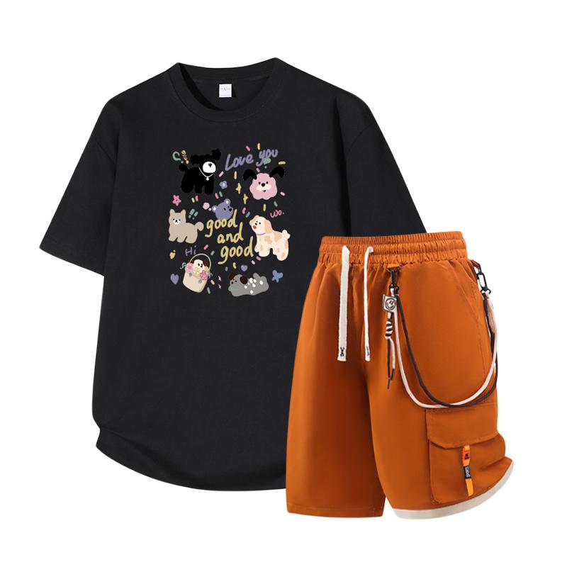 Herren Kurzarm Set Sommer Kurzarm Slim Fit Oberteil Herren Zweiteiliges Set