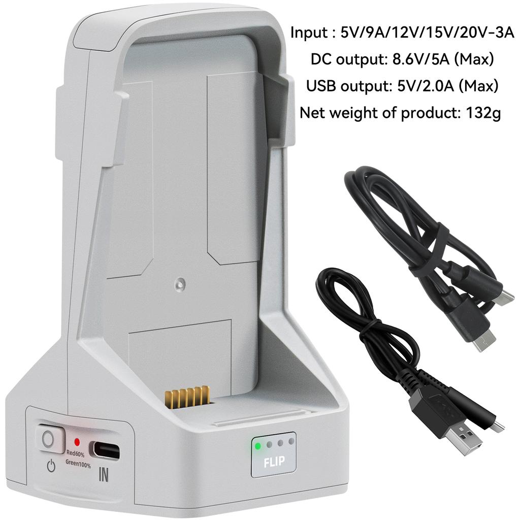 Battery Charger For DJI Flip Two-way Charging Hub Vertical Butler Power Bank Charging Station Kit For DJI Flip Drone Accessories