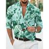 Men's floral shirt long sleeved sports fashion outdoor casual daily autumn and winter flat printed button down collar shirt