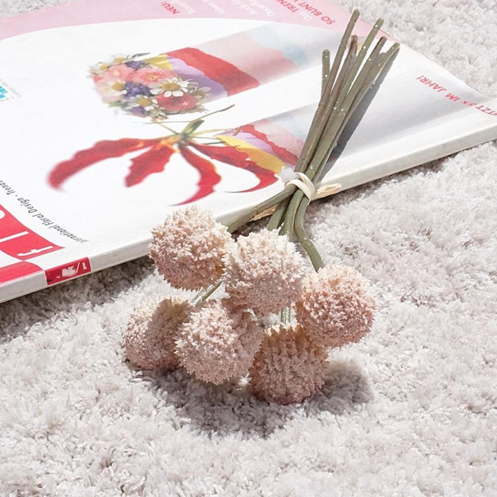 

6pcs 6 Head Artificial Small Ball Flowers Plastic Fake Plants Wedding Party Decor розовый