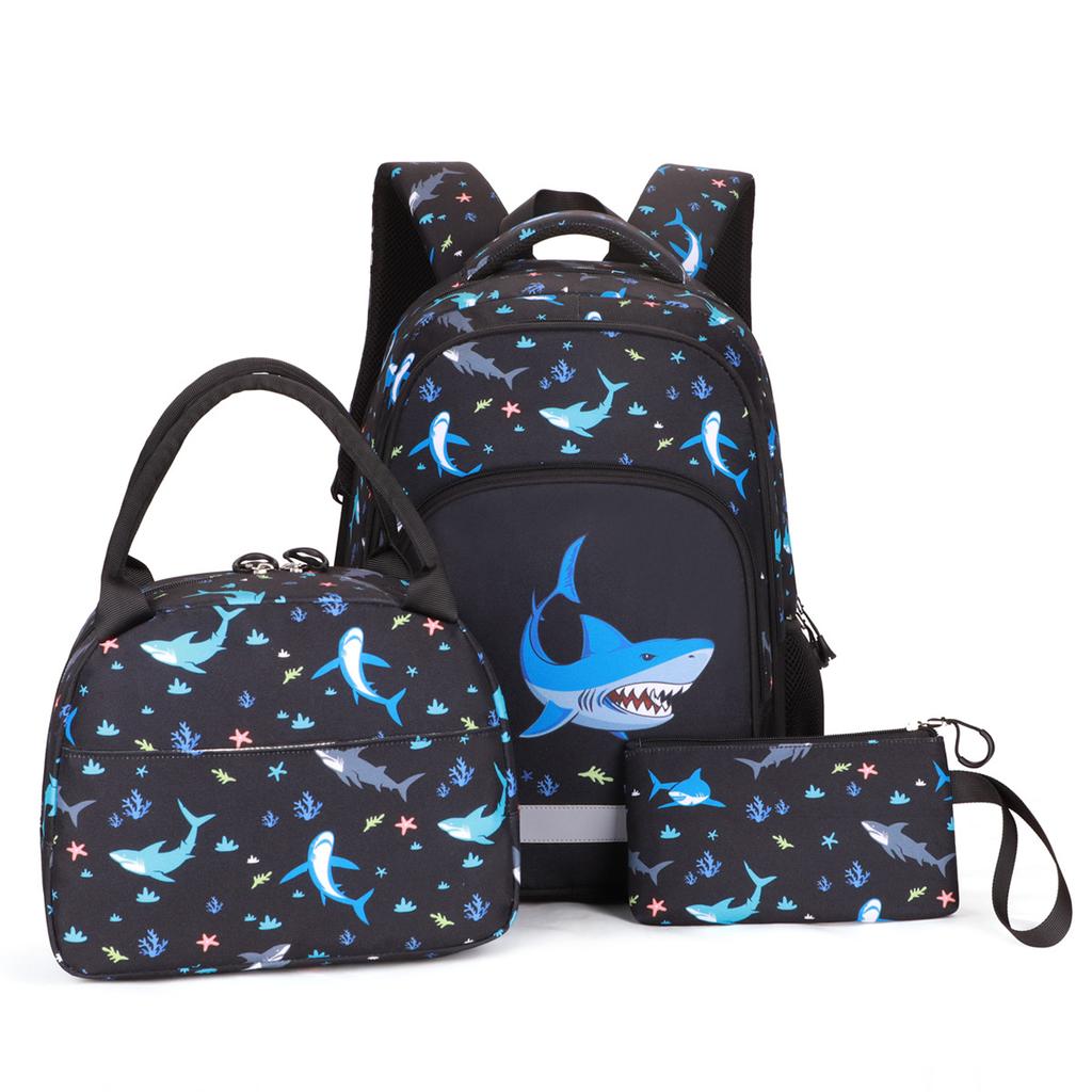 Three-piece set, primary school bag, large capacity, multi-layer boys' backpack, waterproof.