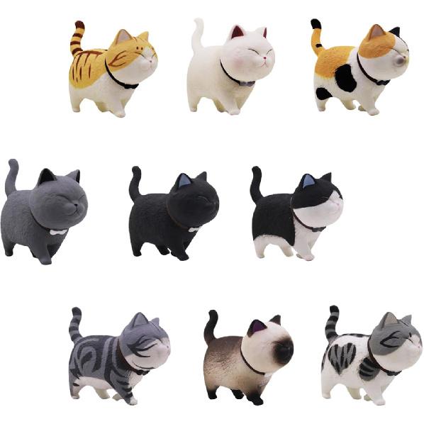 9PCS Car Cute Cat Decorations, Fun Car Rear View Mirror Ornaments, Cat Figurines Set Dashboard Decorations, Universal Auto Interior Accessories for