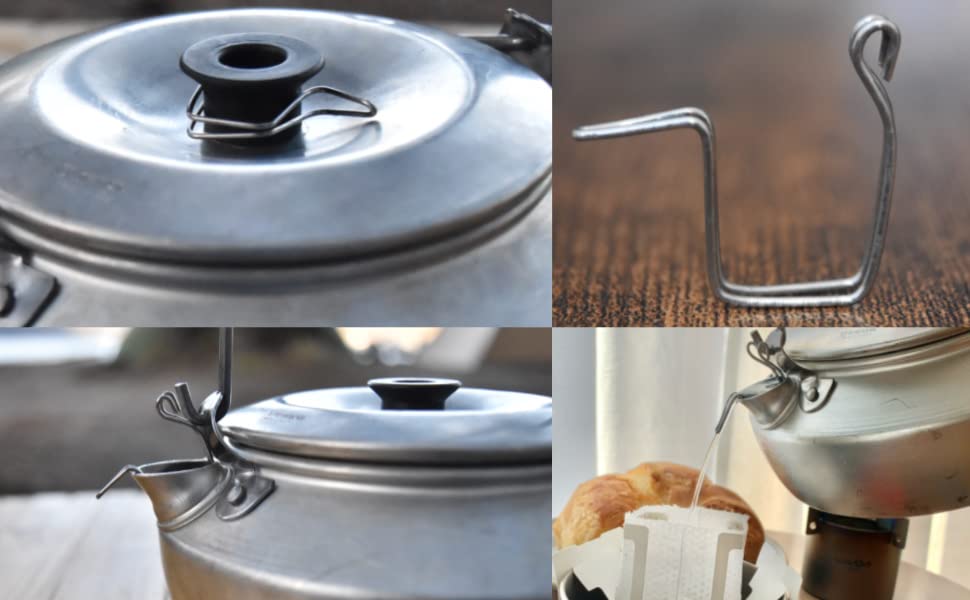 KALUGII Trangia Kettle Dedicated Spout (Titanium) Attach To Lid and Store Coffee Drip Ultra Light Skitter Drip Nozzle Camping