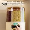 Sealed Dry Grain Bucket Dispenser Large Capacity 6 Compartments Transparent 360-Degree Rotatable Rice Dispenser Grain Bucket