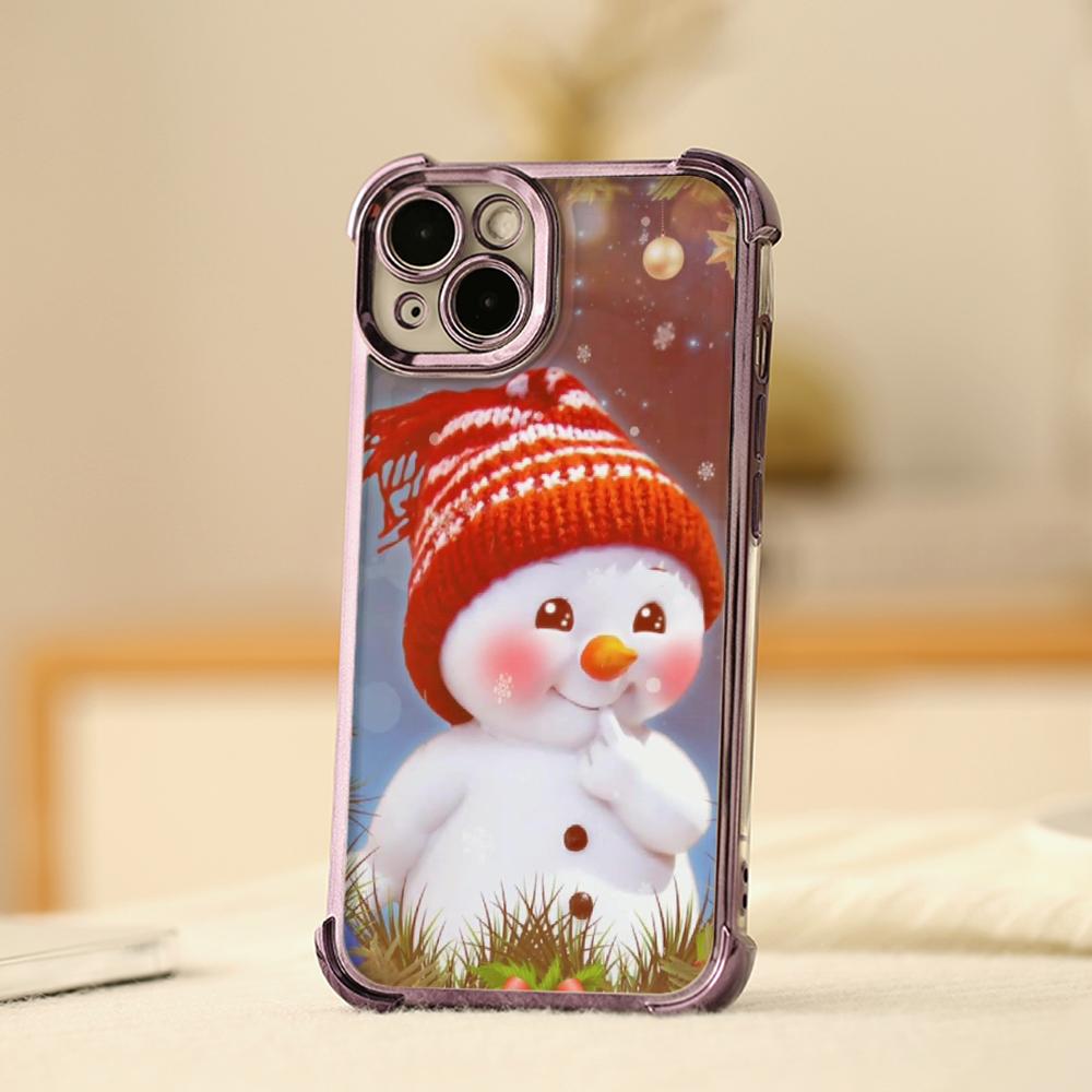 Ae110 Merry Christmas Electroplated TPU Phone Cases for iPhone 16 15 13 11 Pro Max 14 Plus 12 XR Infinix Smart 8 Tecno Four Corner Protection Cover