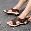 Men's Summer Casual Leather Outdoor Sandals Breathable Lightweight TPU Upper Rubber Outsole Fashionable Beach Shoes