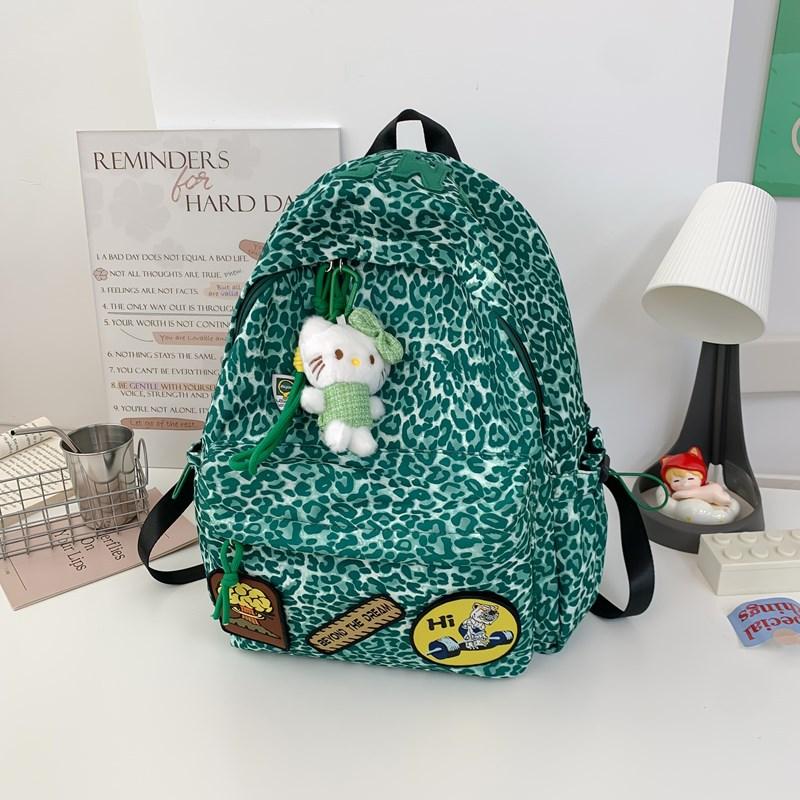 Trend Leopard Print Backpack Large Capacity Korean Female Junior High School Students Minority Leisure Student Backpack