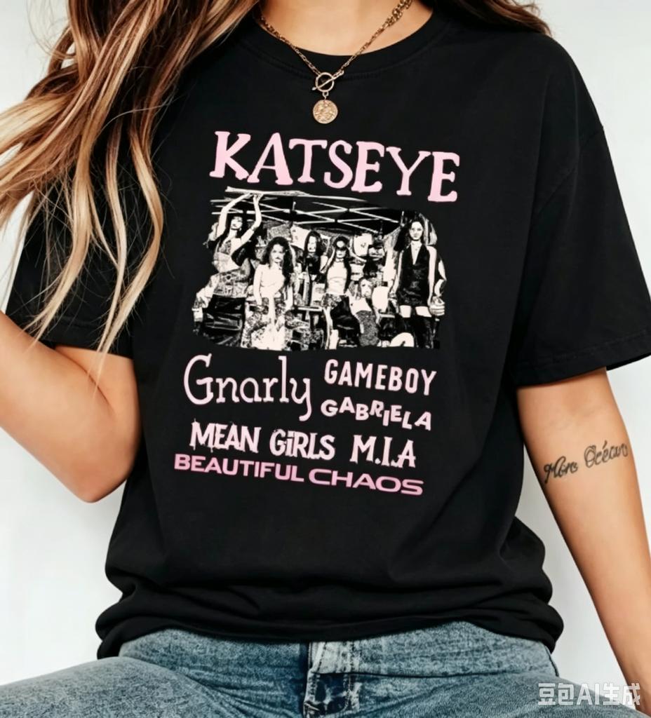 Hot Katseye Funny Print Tshirt Unisex Unisex Casual Graphic Tees Tops Unisex Oneck Short Sleeve T Shirt Gothic Y2k Tshirt Clothes